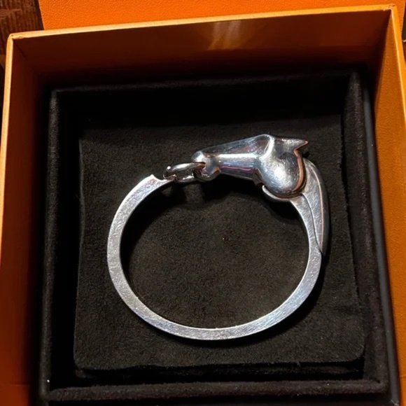 HERMES Galop Bracelet Small Model Sterling Silver sz LG Inner Circ. 6.5" - Picture 3 of 6